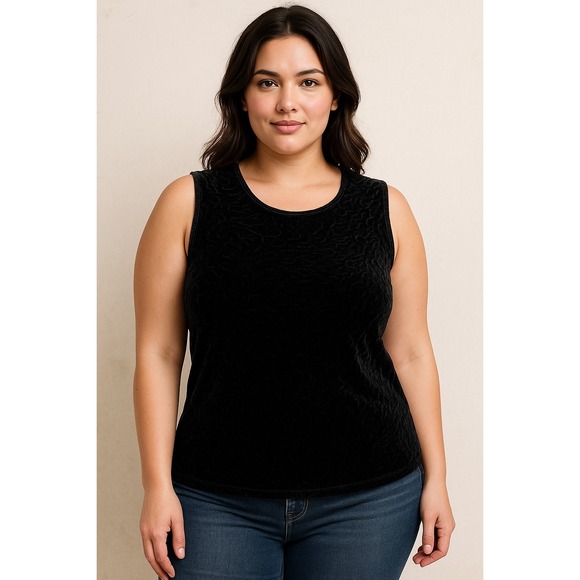 Picadilly Fashion Tops - Piccadilly Fashions Sleeveless Tank‎ Top Shirt Black Velvet Textured NWT Size XL